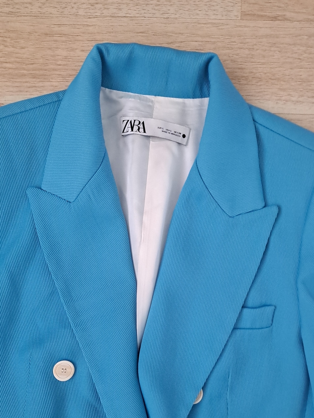 Zara Double-Breasted Bright Turquoise Blazer - Picture 2 of 13